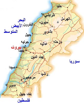 خريطة لبنان